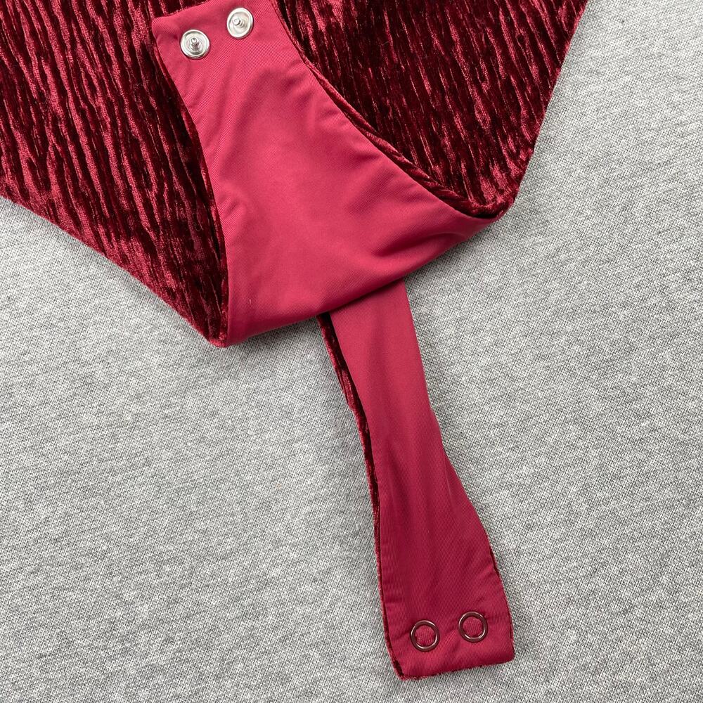 Naked Wardrobe Bodysuit Womens S Red Plush Velvet Tube Strapless Romantic Glam - Picture 11 of 12